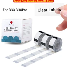 3 Rolls 14x25mm Label Maker Paper Self-Adhesive Clear Thermal Paper For D30 Q30
