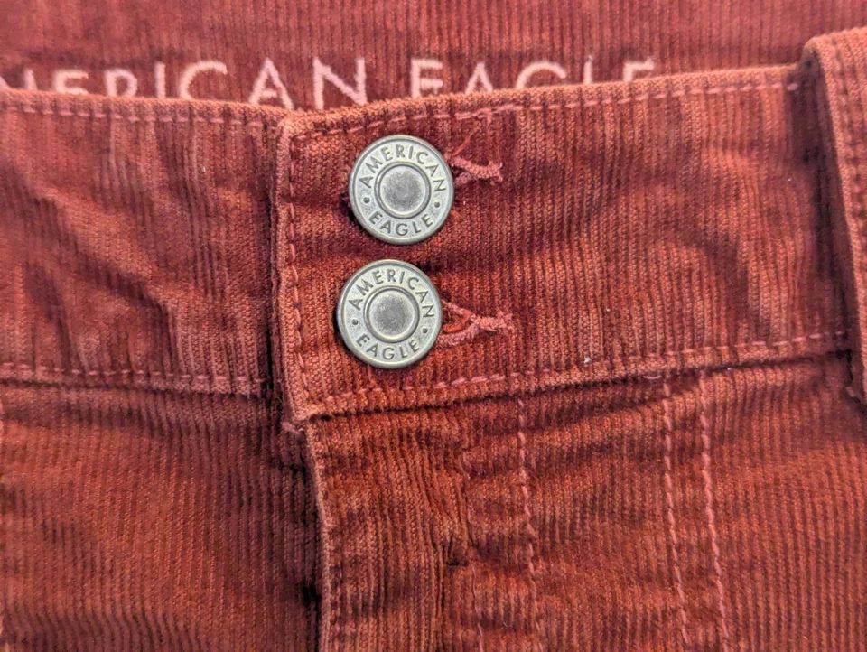 American Eagle Corduroy Womens Skirt Low Rise Mini Size 2 Cotton Blend Rust y2k - Image 2 of 4