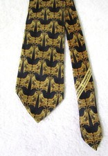 ERMENEGILDO ZEGNA Mens 100 Silk Seide Black Gold Italy Geometric