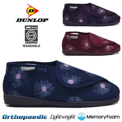 LADIES MEMORY FOAM WIDE FIT DUNLOP ORTHOPAEDIC DIABETIC WASHABLE SHOES SLIPPERS