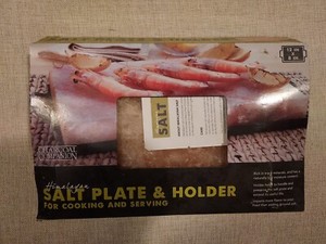 Himalayan salt plate/slab/pink salt and holder set, 12" X 8" X 1.5”