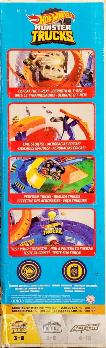 Hot Wheels Monster Truck T-Rex Volcano Arena Track Playset with