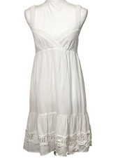 Ann Taylor LOFT White Cotton Babydoll Empire Waist Sundress Women’s Size 4P