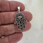 Hamsa with Evil Eye 925 Sterling Silver Pendant Hand of Fatima, Spiritual