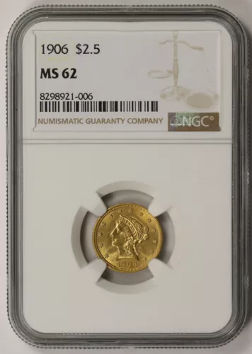 1906 Liberty Head Quarter Eagle Gold $2.5 MS 62 NGC