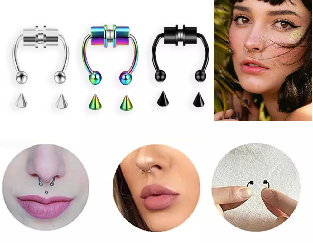 Clip On Fake Nose Hoop Ring Ear Septum Lip Navel Eyebrow Earrings Piercing  - UK | eBay