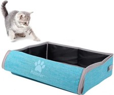 Portable Cat Travel Litter Box with Lid Collapsible Car Cat Litter Box Waterp...
