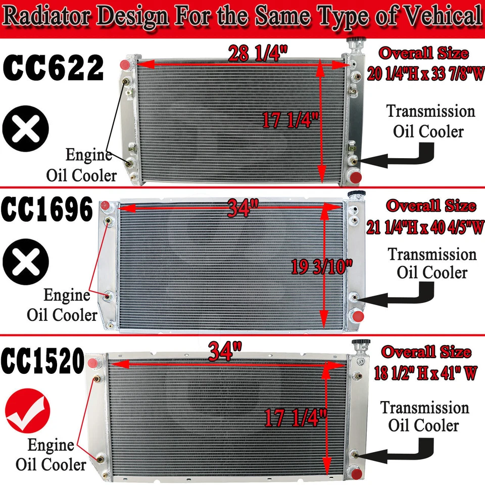 4 ROW ALUMINUM RADIATOR FOR 1992-2000 CHEVY/GMC SUBURBAN TAHOE YUKON 5.7L V8 Foto 2 de 4