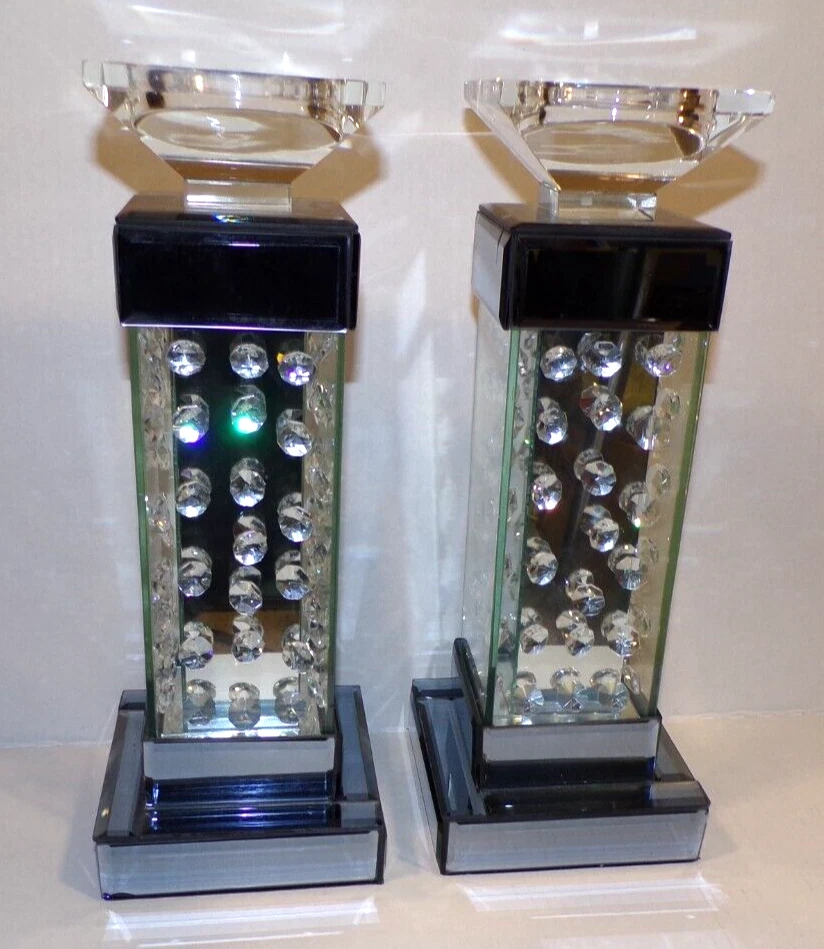 Castiçais Howard Elliott cristal pilar par 2 castiçais vidro acrílico - Imagem 3 de 4