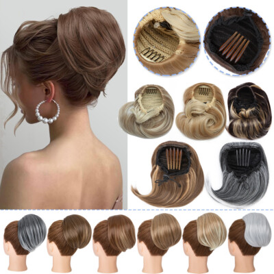 Large Comb Claw On Ponytails Bun Hair Piece Short Drawstring Pony Tail Extension