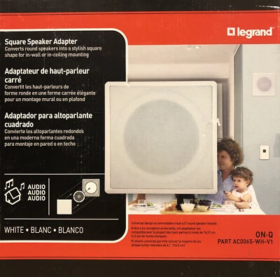 On-Q/Legrand evoQ Square Speaker Adapter Bracket (AC0065-WH-V1)