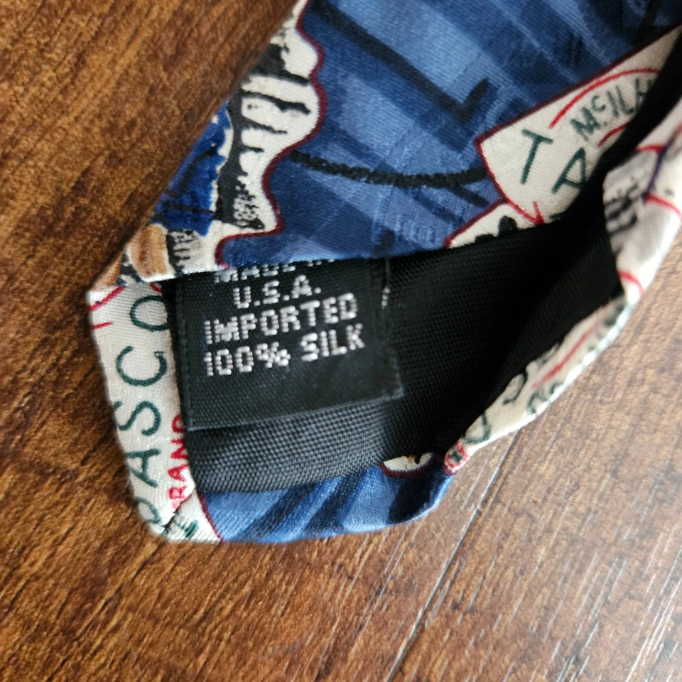 Corbata de baloncesto Tabasco para hombre 100 % seda azul marca McIlhenny Co corbata salsa caliente Foto 3 de 4