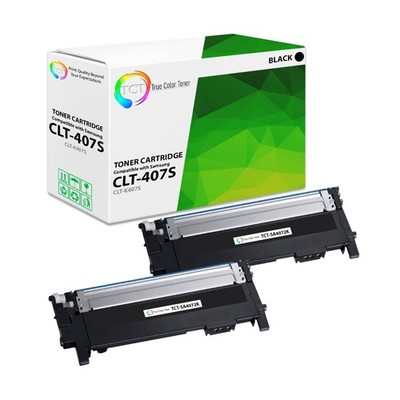 TCT 2PK CLT407S Black Toner Cartridge Set For Samsung CLP320 CLP325 CLX3180
