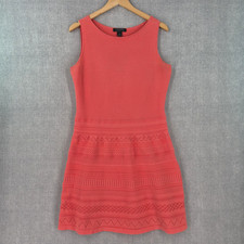 LRL Ralph Lauren Textured Knit Dress Women* L Coral Pink Fit Flare Sleeveless