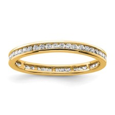 14k Yellow Gold Round Diamond Channel- set Full Eternity Wedding Band Ring Sz 9