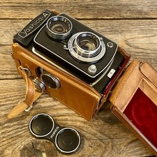 Yashica-A Medium Format Twin Lens Camera w/ Leather Case Vintage Japanese As Is