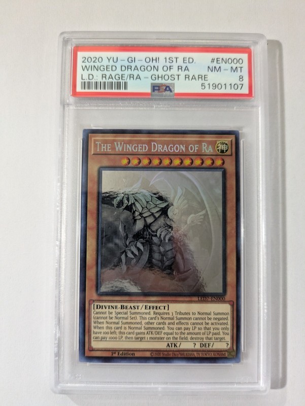 Yu-Gi-Oh! Winged Dragon of Ra LED7-EN000 1st Edition Ghost Rare PSA 8