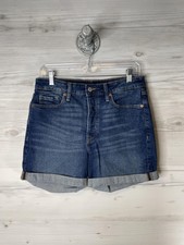 Old Navy Shorts Womens 8 Blue Denim High-Rise OG Short Button Fly Cuffed