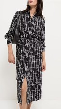 Ladies Plus size Black Chain Print Shirt Midi Dress size 20 New 