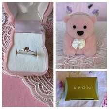 Sterling Silver Kids Pink Crystal Ring, Comes In Fuzzy Teddy Bear Ring Box New