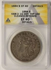 1884 VAM-3 LG Dot Top-100 Morgan Dollar $1 XF EF 40 Details ANACS