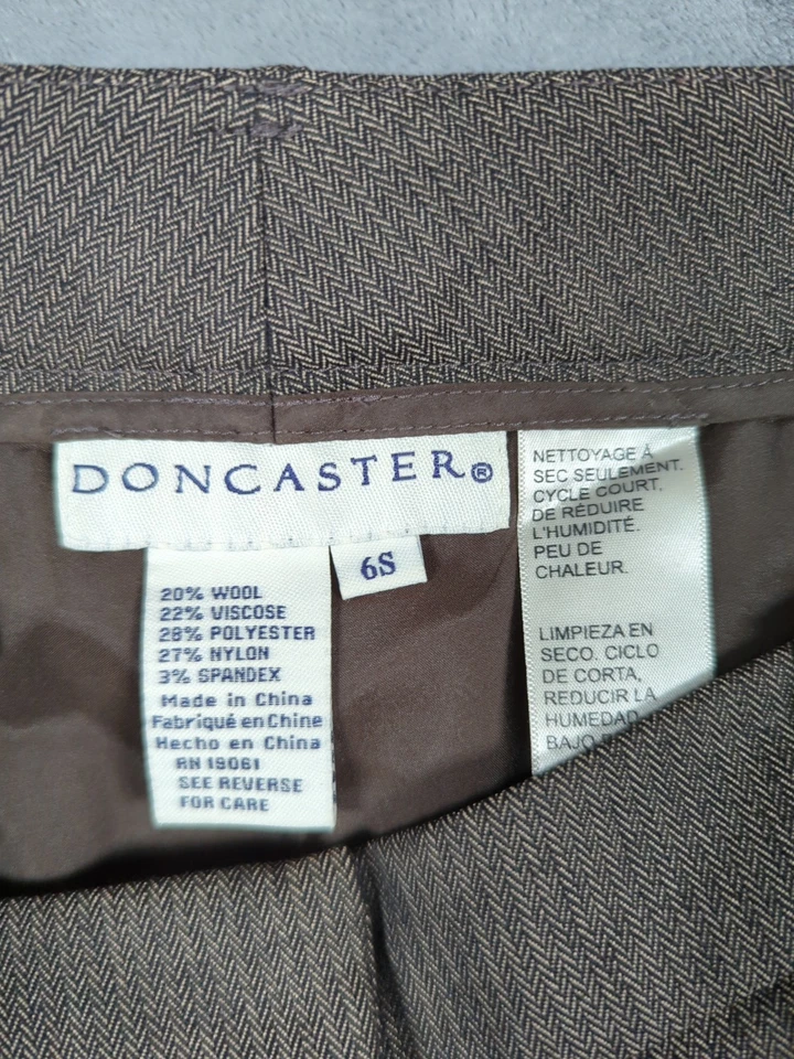 De Colección Doncaster Pantalones Espiga Marrón Taupe Vestido Pantalones Mujer 6 6p 6s Carrera Foto 2 de 4