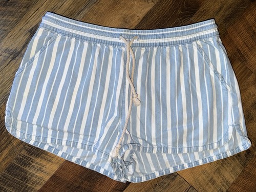 Women’s Aerie Blue & White Striped Drawstring Waist Casual Shorts Size M