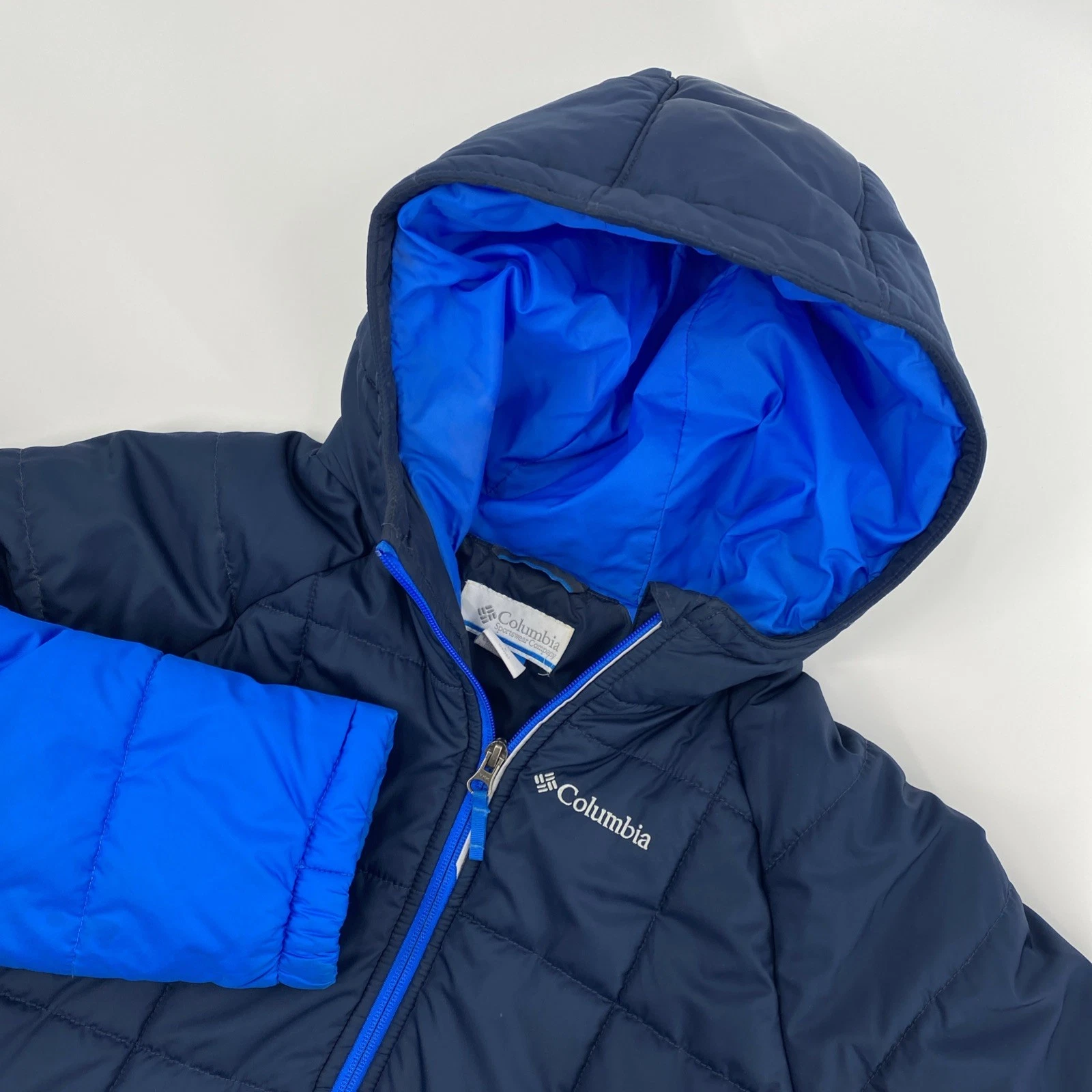 Columbia Jacket Youth Large Blue Boys Puffer Insulated Hooded Winter Kidcore