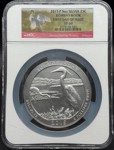 2015-P BOMBAY HOOK ATB 5 oz Silver NGC SP69 FIRST DAY OF ISSUE