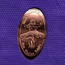 HAWAII Merrie Monarch Festival "HULA GIRL" Elongated Pressed Copper Penny
