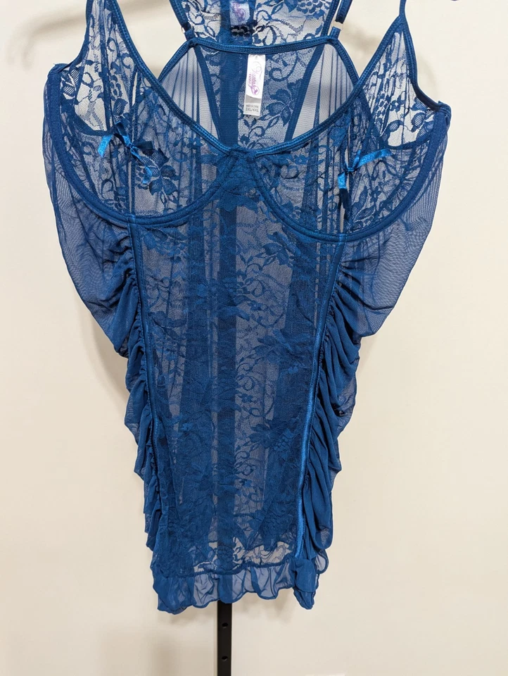 Fantasy Lingerie Women's Plus Teal Blue Lace Chemise Lingerie Size 3X/4X - Image 2 of 4