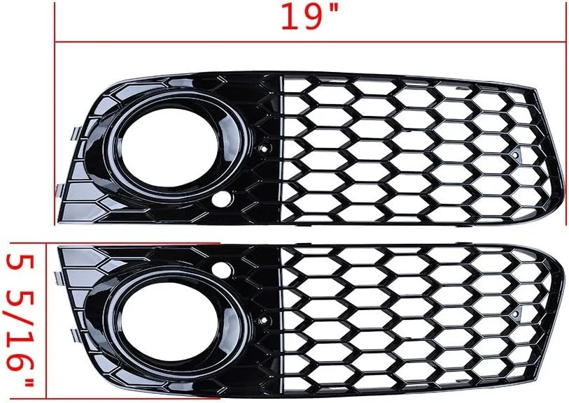 2X Inserto de cubierta de rejilla de malla de luz antiniebla inferior negro brillante compatible con A4 B8 Foto 3 de 4