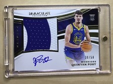 🔥2024-25 Immaculate Quinten Post Premium Patch Auto RC # /50 Warriors SP Rookie