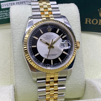 Rolex Datejust 36mm 18K Yellow Gold Steel Tuxedo Dial Automatic