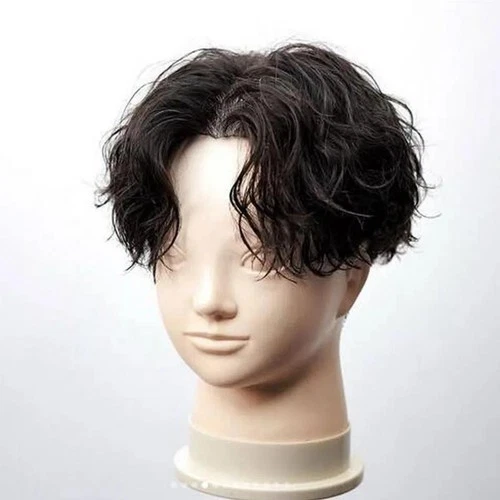 Full Lace Human Hair Wig Brazilian Remy Pixie Cut Men Wigs Short Male Wig Wavy - 第 3 张/共 12 张