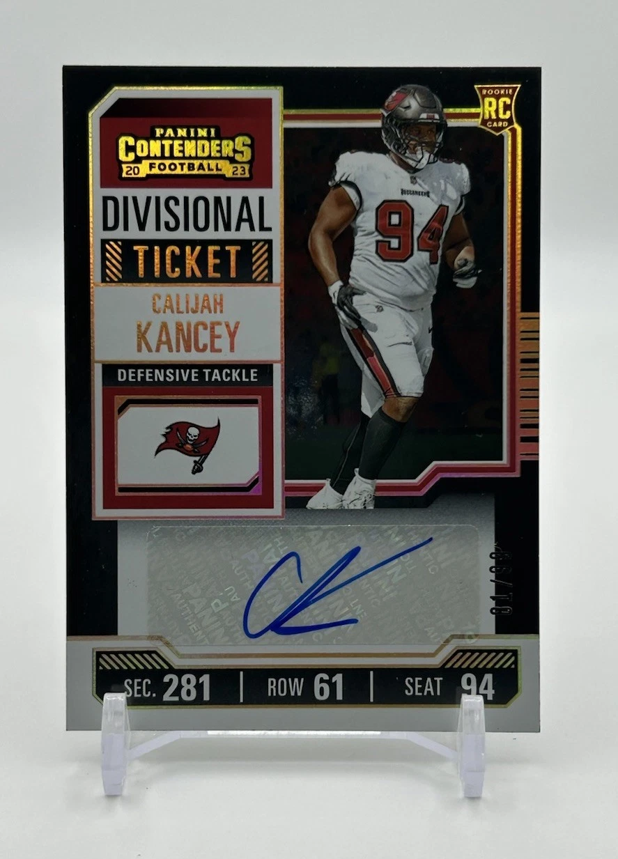 🔥Calijah Kancey NUMBERED(/99) AUTO ROOKIE SSP 2023 Panini Contenders #204🔥