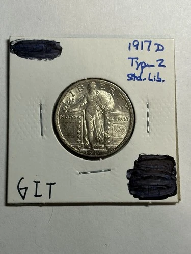 1917 D Standing Liberty Quarter Type 2 Nice Luster Choice UNC Tough Date