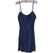 Victorias Secret Y2K Satin Slip Dress Medium Navy Blue Coquette Glam Romantic