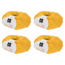 Cotton Yarn, Soft Knitting Yarn 4 Packages of 200g/7.05oz/ Dark Yellow