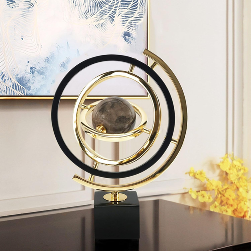 Modern Sculpture Decor Abstract Art Decoration Metal Globe Ornament Living Room - Picture 7 of 8