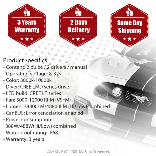 XENTEC LED Headlight kit 488W 48800LM H4 9003 6000K 2004-2009 Suzuki Swift+ - Picture 6 of 11