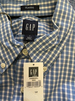 Gap Men's Gingham Check Blue Dress Shirt Large L NWT | eBay