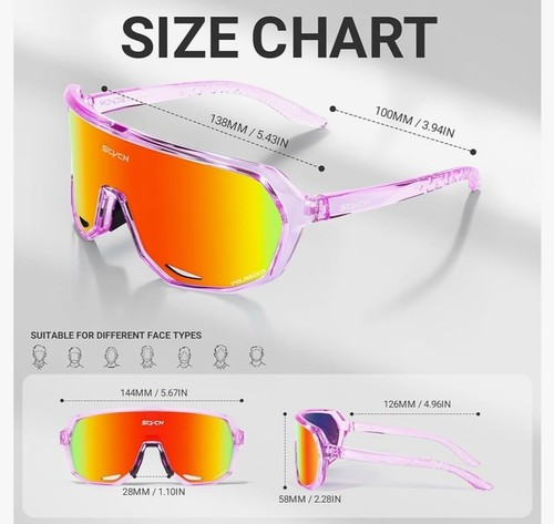 SCVCN Polarized Cycling Mtb Sunglasses UV400 Protection Sports Men Women - Picture 3 of 4