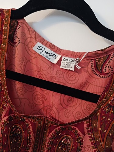 Sante Classic Kaftan Maxi Dress Short Sleeve "One Size" Paisley Floral Print - Picture 3 of 3