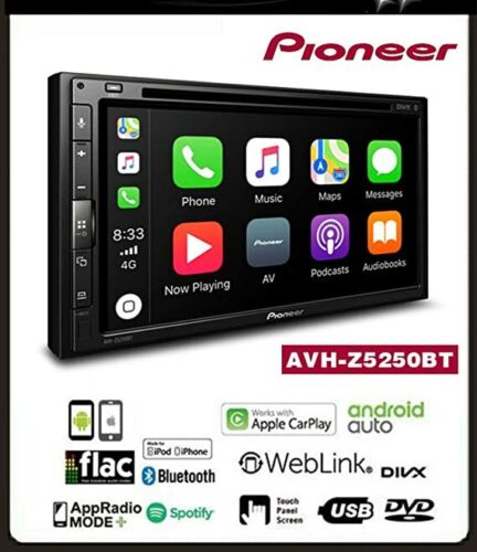 PIONEER 6.8" MULTIMEDIA DVD APPLE CARPLAY ANDROID AUTO BLUETOOTH STEREO RECEIVER - Picture 1 of 12