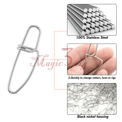 100 Pezzi Snap Clip Crosslock Per Pesca - Connettori Acciaio Inox Per Hardbait E Spinner