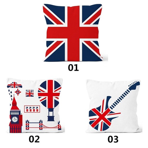 Home Decor Linen Square Union Jack Pillow Case Cushion Cover 18x18 in UK Flag - Picture 3 of 9
