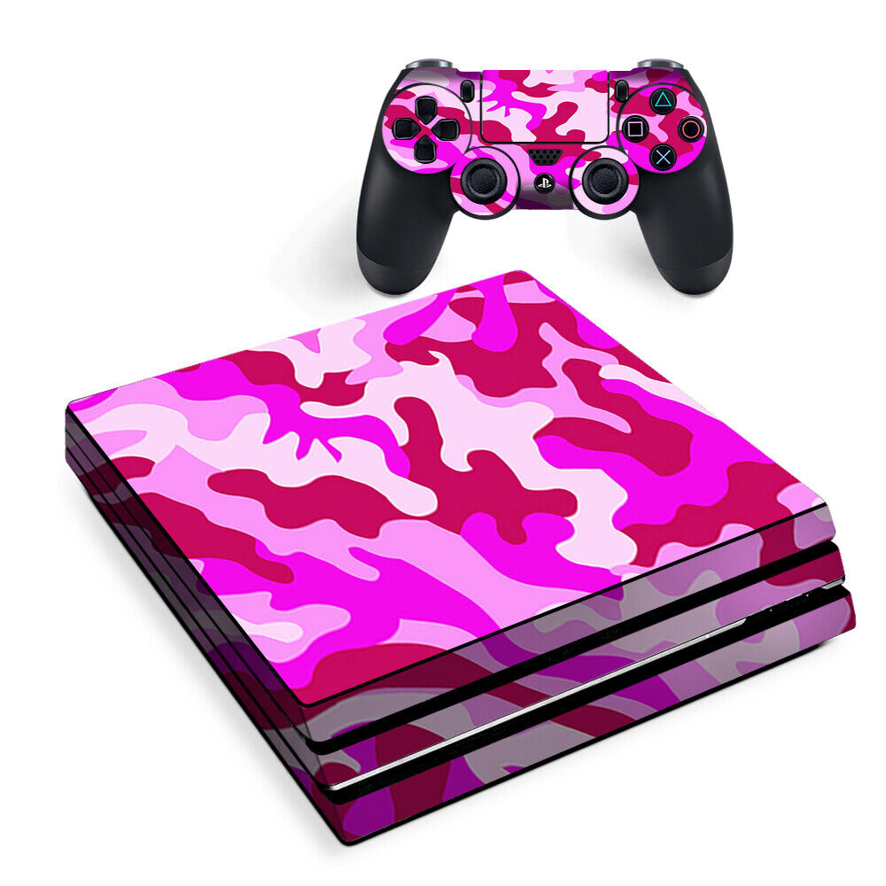 PS4 PRO Console Pink CAMO Skin Decal Vinal Sticker + 2 Controller Skins Set