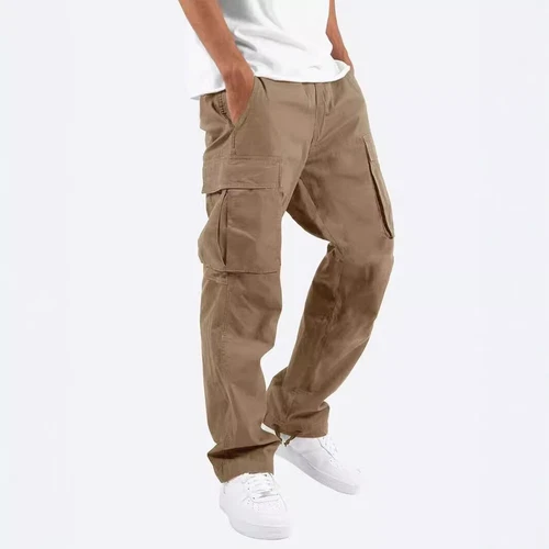 Men's Casual Cargo Pants Elastic Waist Drawstring Multi-Pocket Work Trousers - Bild 4 von 15