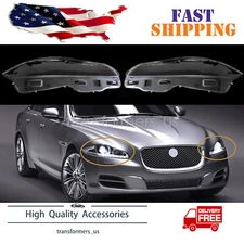 Pair Front Headlamp Headlight Lens Cover Shell Clear For Jaguar XJ XJL 2010-2019